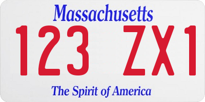 MA license plate 123ZX1