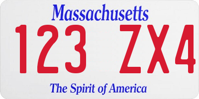 MA license plate 123ZX4