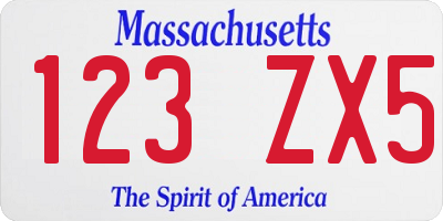 MA license plate 123ZX5