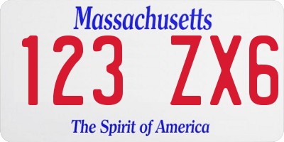 MA license plate 123ZX6