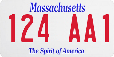 MA license plate 124AA1