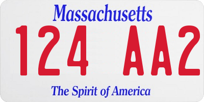 MA license plate 124AA2