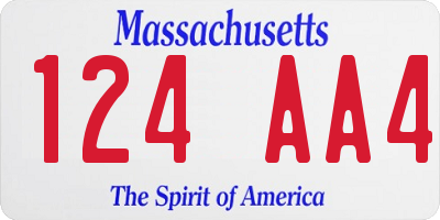 MA license plate 124AA4