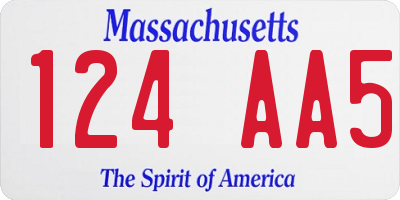 MA license plate 124AA5