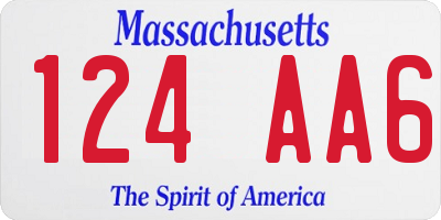 MA license plate 124AA6