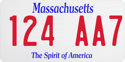 MA license plate 124AA7