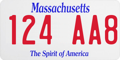 MA license plate 124AA8