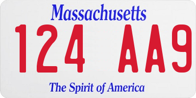 MA license plate 124AA9