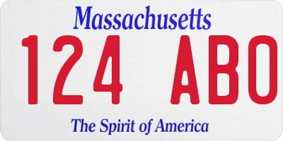 MA license plate 124AB0