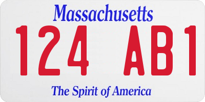 MA license plate 124AB1