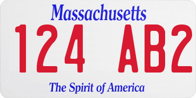 MA license plate 124AB2