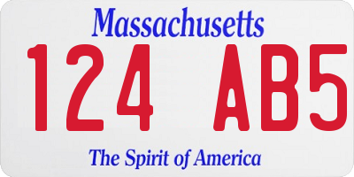 MA license plate 124AB5