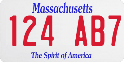 MA license plate 124AB7