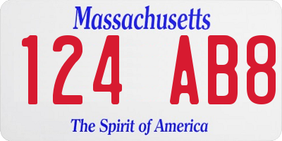 MA license plate 124AB8
