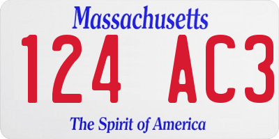 MA license plate 124AC3