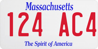 MA license plate 124AC4