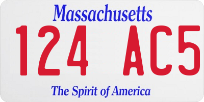 MA license plate 124AC5