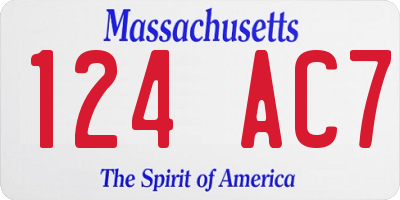 MA license plate 124AC7
