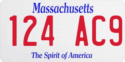 MA license plate 124AC9