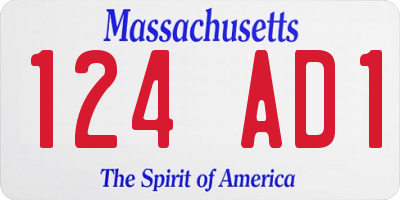 MA license plate 124AD1