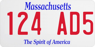 MA license plate 124AD5