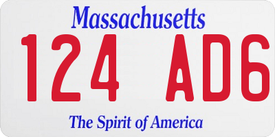 MA license plate 124AD6