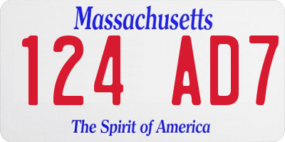 MA license plate 124AD7