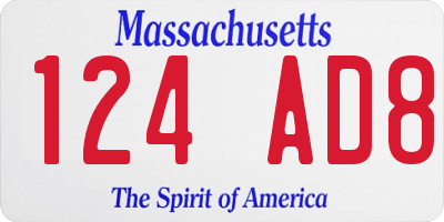 MA license plate 124AD8