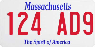 MA license plate 124AD9