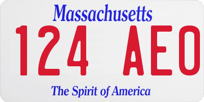 MA license plate 124AE0