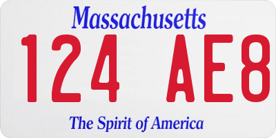 MA license plate 124AE8