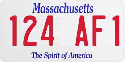 MA license plate 124AF1