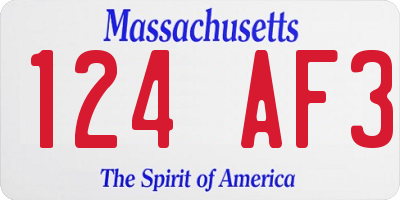 MA license plate 124AF3