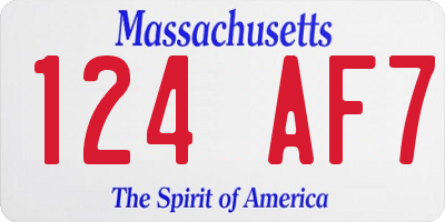 MA license plate 124AF7