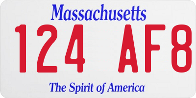 MA license plate 124AF8