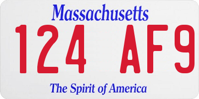 MA license plate 124AF9