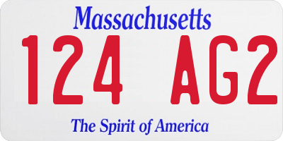 MA license plate 124AG2