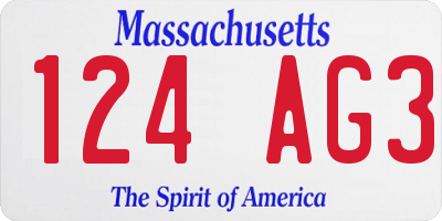 MA license plate 124AG3
