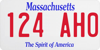 MA license plate 124AH0