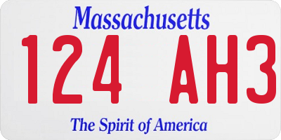 MA license plate 124AH3