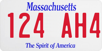 MA license plate 124AH4