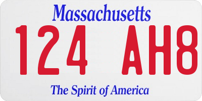 MA license plate 124AH8