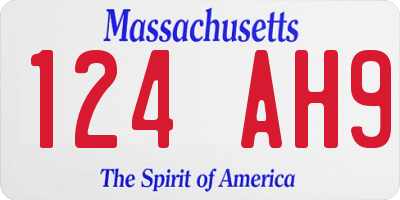 MA license plate 124AH9
