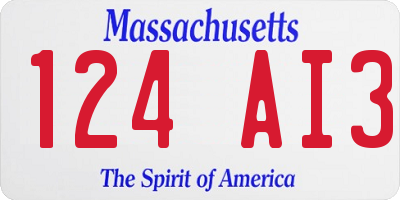 MA license plate 124AI3