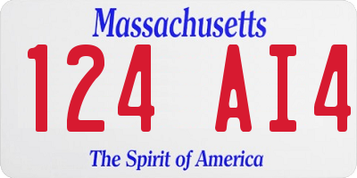 MA license plate 124AI4