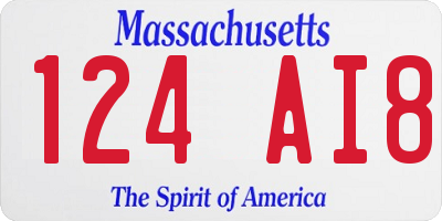 MA license plate 124AI8