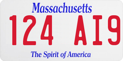 MA license plate 124AI9