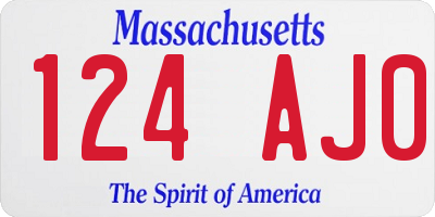 MA license plate 124AJ0
