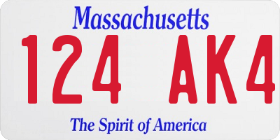 MA license plate 124AK4