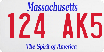 MA license plate 124AK5
